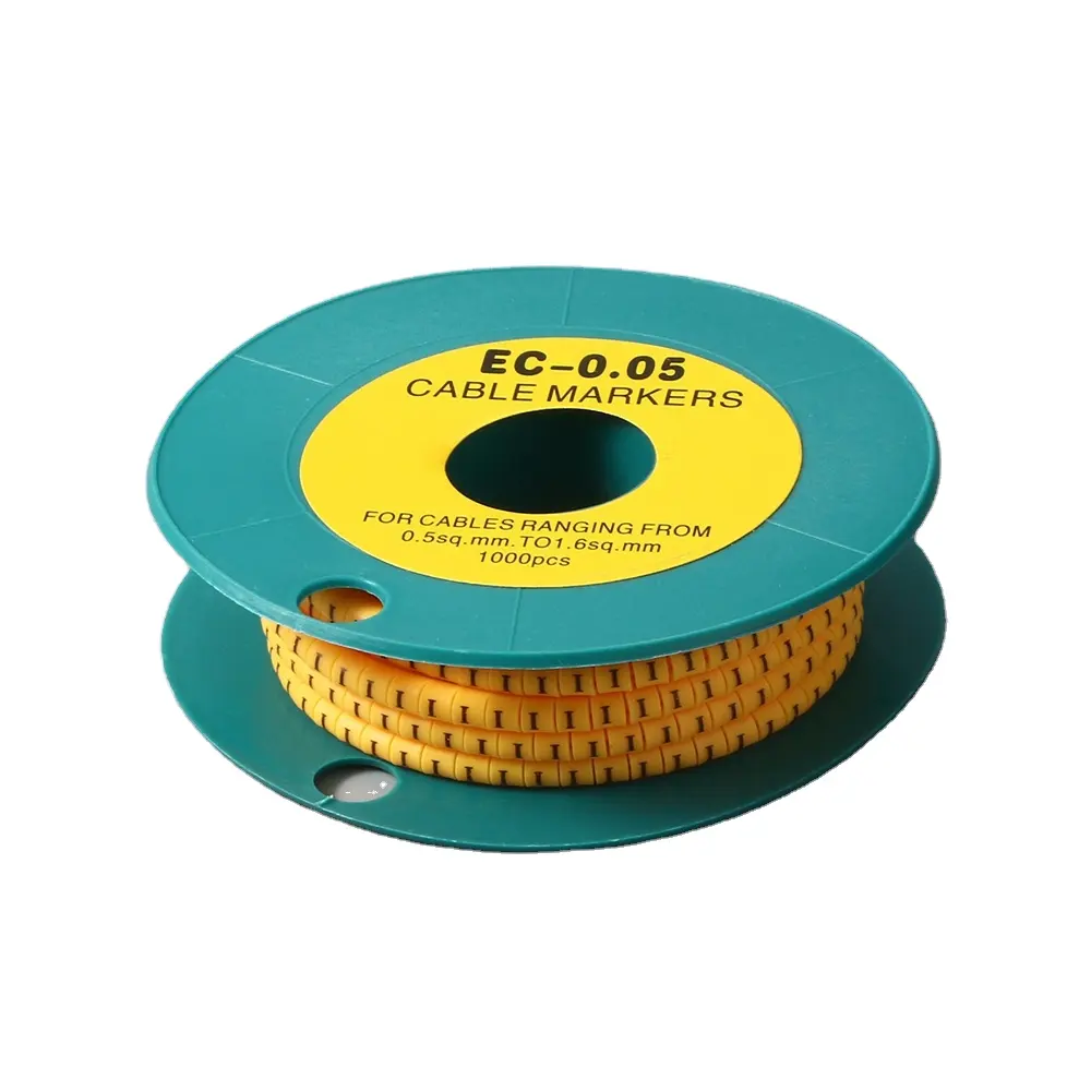 Marcador de cable Rccn (7) Manga de marcador de cable Fondo amarillo Impresión negra Etiquetado de cables Etiquetas de cable