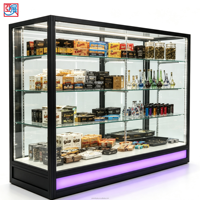 Vitrine en verre verrouillable avec éclairage RGB inférieur, étagères en verre trempé, structure métallique robuste, pour magasin de tabac, cigares, présentoir de vente au détail