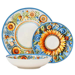 Solea Sole stoviglie in porcellana da 18 pezzi Set di colori tradizione al tavolo piatti in ceramica e servizio stoviglie - Product Image 1