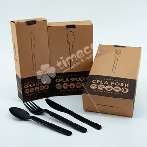 Disposable Cutlery Eco-friendly Disposable Cutlery Set Box CPLA Cutlery Set Spoon Fork Knife Kit