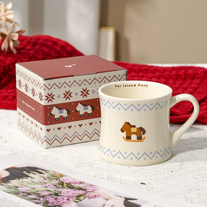 Tasses à café en céramique pour couple, motif cheval mignon, style simple, pour le <span class=keywords><strong>petit</strong></span>-<span class=keywords><strong>déjeuner</strong></span> au bureau - Product Image 4