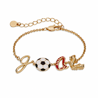 Bracelet Gemnel plaqué or 18 carats avec émail, motif but de football, breloques créatives sur le thème du sport, cadeau pour les fans de football