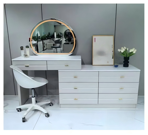 Modern Makeup Vanity <b>Table</b> With Lighted <b>Mirror</b> Storage Desk For Bedroom Furniture - Product Image 1