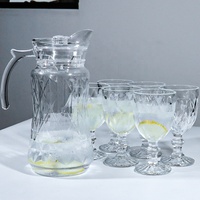 Prix d'usine – Ensemble théière en verre transparent de style tropical contemporain, carafe et pichet à eau froide en verre