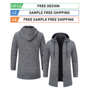 Pulls en molleton doublés personnalisables à fermeture éclair intégrale, mode tricotée, coupe régulière pour hommes, pull à capuche, veste longue pour hommes, sweat-shirts à capuche - Product Image 4