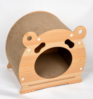 Caverne carrée durable et écologique pour lit de chat 2-en-1 avec emballage en carton à gratter