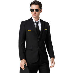 Camicia di fascia alta blu uniforme da capitano della compagnia aerea con cappotto Set di cappotto uniforme da istituto di addestramento per pilota - Product Image 1