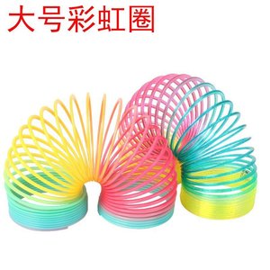 Jouet en spirale élastique arc-en-ciel, grande taille, jeu d'empilage en PVC pour enfants de 3 ans et plus, emballage en filet - Product Image 5