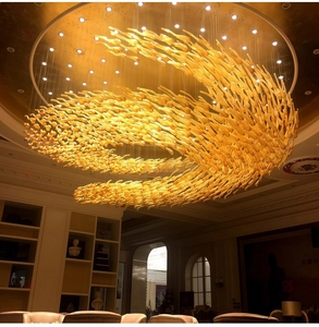 JYLIGHTING Lampadario Decorativo in Vetro a Forma di Nastro 3D, Grande Lampadario in Vetro Personalizzato per Hotel, Lobby, Villa - Product Image 3
