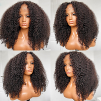 Perruques Bob Courtes Crépues Afro Kinky 13x4, Perruques Lace Front Closure en Cheveux Humains Pré-Épilés, Cheveux Vierge Brésiliens, Perruques Lace Sans Colle pour Femme