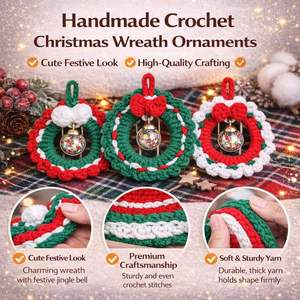 Porte-clés de Noël au crochet fait main en fil, Père Noël et Bonhomme de neige, cadeau de vacances mignon - Product Image 2