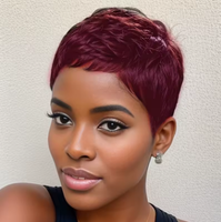 TopEmily cheveux humains pour femmes noires avec frange brésilienne cheveux vierges perruque pas cher fait à la machine courte droite Bob perruque Pixie Cut perruque