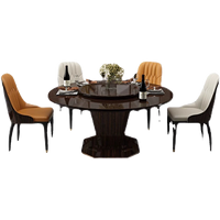 Italienischer runder Luxus-Esstisch und Stuhl aus massivem Holz, einfacher postmoderner High-End-Esstisch