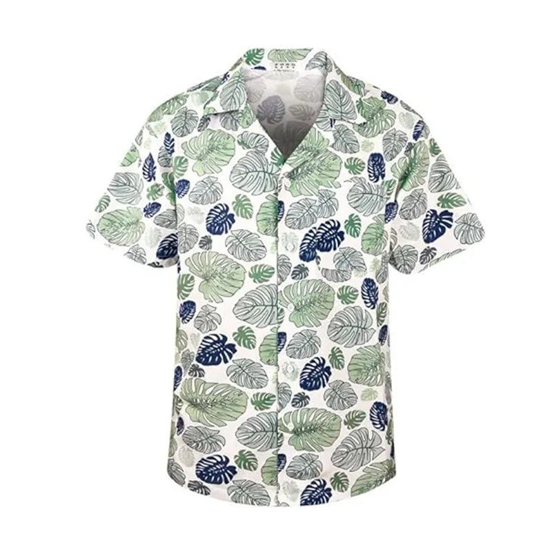 Lässige Sommer-Hawaii-Druck-Blumen-Kurzarm hemden für Herren mit Button-Down-Kleidung
