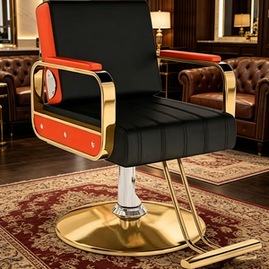 Chaise de barbier réglable en métal avec revêtement en cuir et système hydraulique pour salon commercial et barbier - Product Image 2