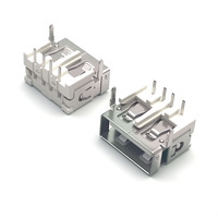 Produsen OEM Konektor Soket USB 2.0 Tipe A Female Sudut Kanan AF 4-Pin DIP Arus 1.5A Tegangan 5V