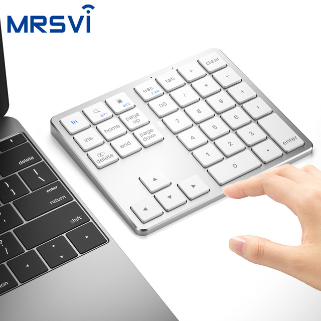 Mrsvi 2.4G BT 5.0 Wireless Numpad USB Rechargeable 35 Keys Numeric Keyboard for Android IOS Window Numpad Keyboard Number Pad