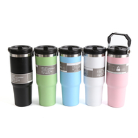 Gobelet isotherme professionnel en acier inoxydable de 30 oz, avec couvercle rabattable, pour voiture, maintient l'eau bouillante pendant 6 à 12 heures – Vente chaude