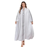 Nouvelle robe longue arabe élégante pour femmes musulmanes adultes du Moyen-Orient, en polyester brodé, style Dubaï, col en V, manches régulières