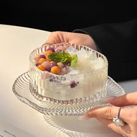 Ensemble de bols en verre borosilicate texturé à petites nervures, mini bols de beauté, jolis bols et assiettes à dessert en verre