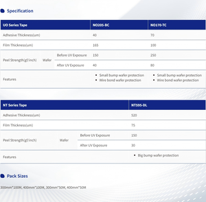 Ruban de meulage de gaufrette simple face en acrylique à haute adhérence pour le traitement des semi-conducteurs NO205-BC 12 "-100M (330mm X 100M) - Product Image 3