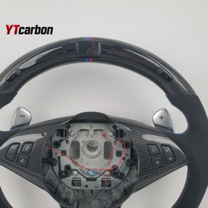 <span class=keywords><strong>Volante</strong></span> YTcarbon para BM-W Serie 5 E60 <span class=keywords><strong>E61</strong></span> 535i M5, Personalizado, de Fibra de Carbono Real Italiana con Palanca de Cambios LED - Product Image 2