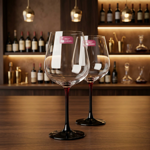 Verres à vin en verre rouge cerise, design luxueux, écologiques, réutilisables, forme ronde, transparents, avec pied, verrerie de bar, épaisseur 3 mm - Product Image 1