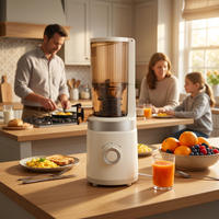 Tragbarer elektrischer Slow Juicer mit reinem Kupfermotor, geräuscharm, tropffreiem Ausguss und Rücklauffunktion für Weizengras, Früchte und den Hausgebrauch