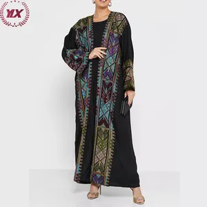 2023 Islamic Dubai Muslim Abaya Arabic Design Women Dress Embroidery Gulf Ramadan Black Abaya With Hijab