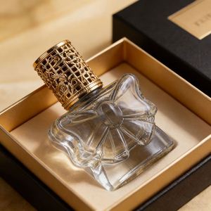 Custom Low MOQ Bow 13ml Glass Roller <b>Perfume</b> Bottles Stock Clear Refillable <b>Containers</b> with Alloy Cap and Ball Applicator - Product Image 1