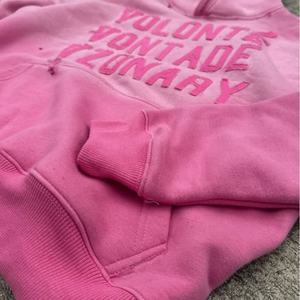 Sudadera con Capucha Personalizada de Felpa Francesa Gruesa, con Apliques Bordados, Lavado Ácido, Decoloración al Sol y Efecto Desgastado - Product Image 3