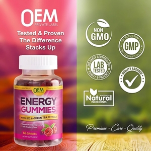 Gummies Énergisantes au Thé Vert B12 OEM, Saveur Framboise, Mélange Herbal, <span class=keywords><strong>Guarana</strong></span>, Noix de Kola, Sans OGM, Bien-être Quotidien Adulte, Végétalien - Product Image 2