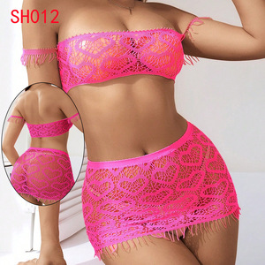 Ensemble de lingerie sexy en résille rouge pour la Saint-Valentin pour femmes, 2 pièces - Product Image 6