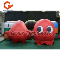 Ballon rouge gonflable de fantôme de bande dessinée pour la publicité, modèle gonflable de dessin animé de jeu de Pacman