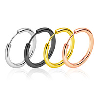 Pendientes de Aro Huggie Anodizados de Acero Inoxidable 316L de 2.5mm, Antideslustre, Sencillos para Uso Diario, para Cartílago