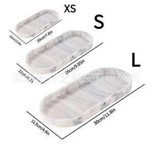 Plateau de rangement en silicone ovale motif marbre noir pour salle de bain – Organisateur de vanité pour un rangement épuré - Product Image 5