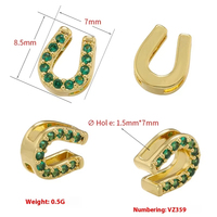 Pendentif micro-incrusté de zircon en forme de cœur, fer à cheval et étoile à cinq branches, accessoires de bijoux DIY, perles perforées pour bracelets