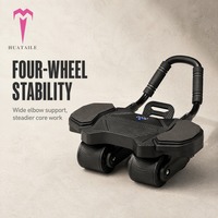 Rouleau abdominal à roues larges anti-basculement avec support de coude réglable et rebond à ressort pour entraînement abdominal à domicile – Équipement durable