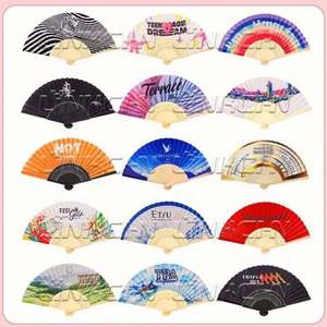 Handheld Custom Printed Bamboo <b>Folding</b> Fans with Flower Design for Wedding Invitations and Christmas/Chinese New Year Occasions - Product Image 6