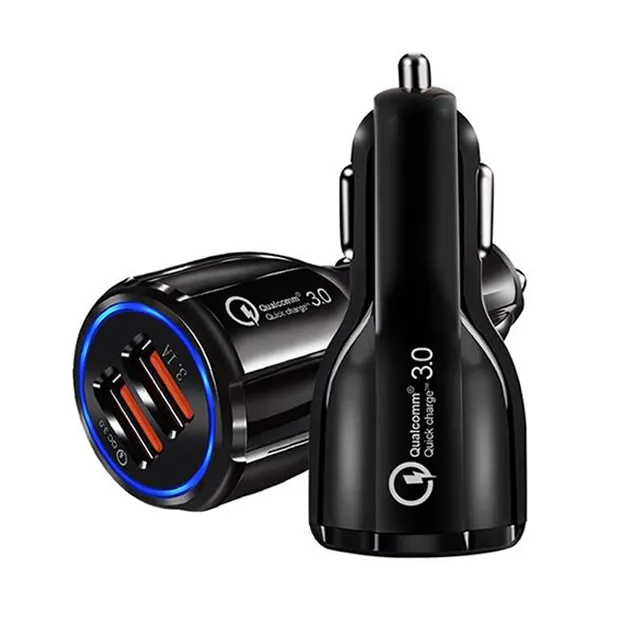 Fast Charge 3.0 Car Charger For Mobile Phone Dual Usb Car Charger Qc 3.0 Fast Charging Adapter Mini Usb Dual Car Charger