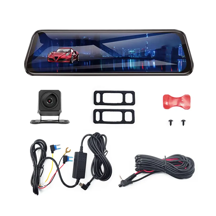 Car DVR 9.66 Inch IPS LCD 1080P Dual Lens Camera Mirror Dashboard Camera 24H Parking Monitoring Car Black Box Dash Cam