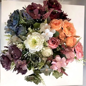 Arreglos Ramo de novia de seda Rosas Rojas Bolas de flores Decoraciones DE BODA Flores artificiales para centros de mesa - Product Image 4