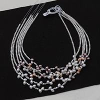 Collier de perles de culture d'eau douce naturelles, blanches, de forme ronde (riz), 40 cm, 3-4 mm, 5-6 mm, trou supérieur