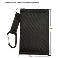 Produsen Guangzhou Dompet Lipat Tiga Pria Bahan Oxford Taktis Anti Maling dengan Carabiner, Dompet Perjalanan EDC untuk Olahraga Luar Ruangan, Logo Dapat Disesuaikan