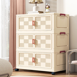 Armario de Almacenamiento Modular de Plástico, Organizador Apilable con Puertas y Ruedas, para Guarderí<span class=keywords><strong>a</strong></span>, Juguetes, Ropa de Bebés y Niños, Venta al Por Mayor - Product Image 4