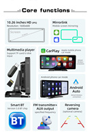 Lecteur MP5 de Voiture BQCC 10.26 Pouces pour Mirrorlink Universel Carplay Android Auto Moniteur de Voiture Stéréo Portable USB Bluetooth