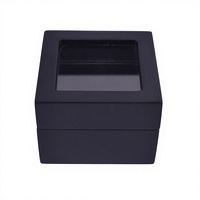 Matte Schwarze Holz-Schmuckbox mit Klarsichtfenster, Samtfutter, Individuellem Logo und Scharnierdeckel für Schmuckpräsentation und Luxus-Geschenkverpackung