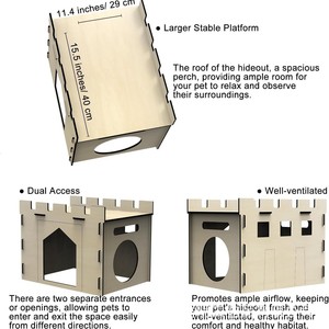 Wooden Rabbit Hideout Natural Wood Color Rectangle Pet <b>Bed</b> For Small Rabbits DIY Assembly <b>House</b> - Product Image 4