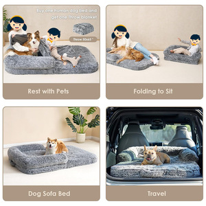 Benutzer definierte abnehmbare wasch bare feste Stoff umwelt freundliche quadratische klassische Hunde bett Anti-Rutsch-Boden Haustier Sofa Kissen tragbare Plüsch - Product Image 2