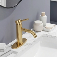 Robinet de salle de bain monotrou en acier inoxydable 304 avec capteur tactile, finition or brossé, chrome noir, mitigeur eau chaude et froide pour lavabo
